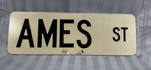 Vintage AMES Road or Street Double Sided Sign Retired Decommissioned 18" x 6" - Picture 1 of 5