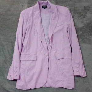 Bardot Charlie Casual Blazer Jacket Lilac Purple Size 6 Medium M Linen Viscose - Picture 1 of 13