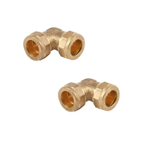 Codo de compresión de latón 90 grados - 15 mm, 22 mm, paquete de 28 mm tamaño 1, 2, 5, 10 - Imagen 1 de 2