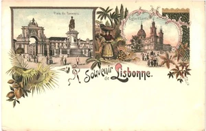 CPA Carte Postale Portugal Souvenir de Lisbonne Place du commerce début 1900 VM - Imagen 1 de 2