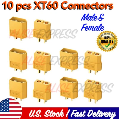  XT60 Connectors Plugs 5 Male + 5 Female Bullet For RC Lipo Battery 10Pcs - Image 1 of 4