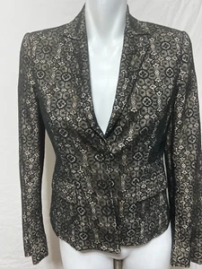 Elie Tahari Size 2 Women Beige Lace Blazer Black Lining - Picture 1 of 8