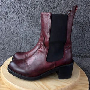 Botas Chelsea Emanuele Crasto para mujer 7,5 Borgoña suela Pull On EU 38 italianas - Imagen 1 de 10