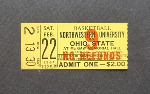 Northwestern Wildcats vs Ohio State Buckeyes 1964 basketball ticket stub - Picture 1 of 2