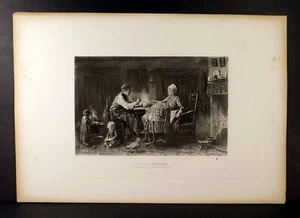1800s Gebbie fine photogravure - HOLLAND FAMILY HOME LIFE - antique art print - Picture 1 of 3