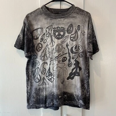 VTG 80s 90s Single Stitch Acid Washed Peace Sign Anarcho Punk Mosquitohead Shirt - Image 1 of 4