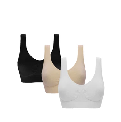 MARKENLOS 3er Set Damen Comfort BH - Seamless - Bustier BH - Freizeit und Sport BH Bra