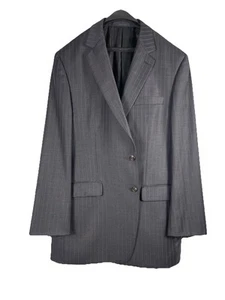 Ralph Lauren 44L | 38x32 Gray Wool Pinstripe 2Pc Suit Pleated Cuffed Pants - Picture 1 of 10