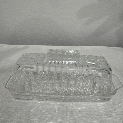 Vintage Gorham Crystal Butter Dish Plate w/ Cover   - Imagem 1 de 4