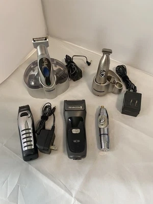 Lote de 5 Afeitadoras Eléctricas Como Está Sin Probar Remington Wahl Accesorios Y Cargadores Foto 1 de 4