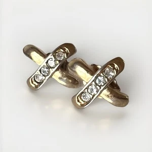 Avon Vintage 80’s Avon Earrings Stud W Rhinestones Gold Tone 1988 - Picture 1 of 3
