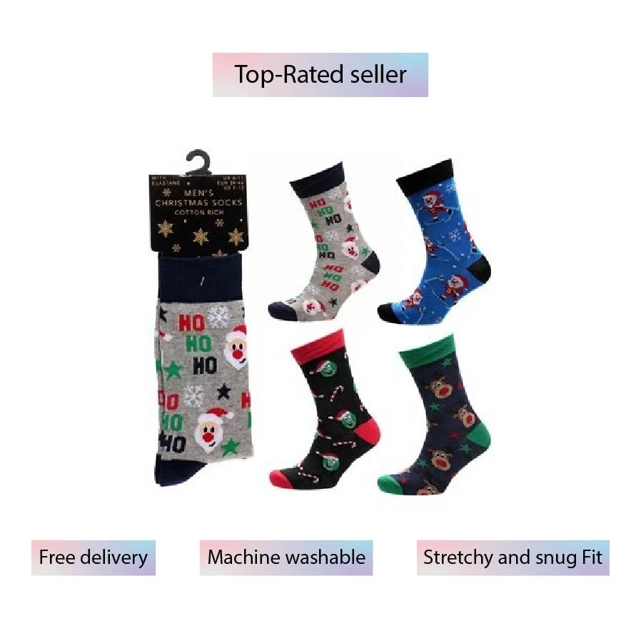 Calcetines de diseño navideño ricos en algodón para hombre Reino Unido 6 a 11 Foto 1 de 1