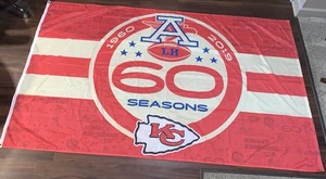 "Bandera grande RARA Kansas City KC Chiefs 60 aniversario de temporada 1960-2019 94"" X 58""" - Imagen 1 de 10