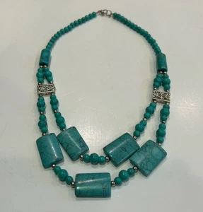 Collar Turquesa y Plata Bisutería Declaración Grueso Multi Suroeste - Imagen 1 de 1