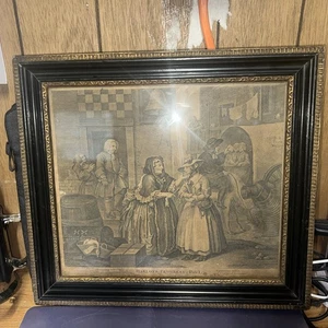 Viktorianische Huren Fortschritt Gravur Bild in Holz Gilde schwarz antiker Rahmen - Bild 1 von 8