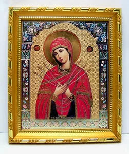Ikone GM Siebenpfeilige икона Богородица Семистрельная освящена 21x17x1,5 cm - Picture 1 of 1