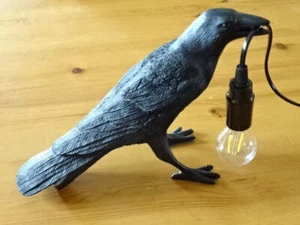 Rook / Raven LED Resin Table Lamp / Goth Lamp / Night Light / Gift / Novelty Lig - Picture 1 of 4