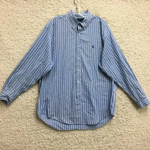 Ralph Lauren Button Down Shirt Large Adult Blue Blake Striped Long Sleeve Mens L - Picture 1 of 9