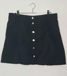 Mini jupe noire à pression H&M divisée devant femme taille 10 - Photo 1/6