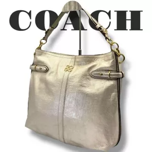 COACH 16422 Colette Metallic Gold Leather Shoulder Bag Hobo Style Elegant Design - Picture 1 of 14