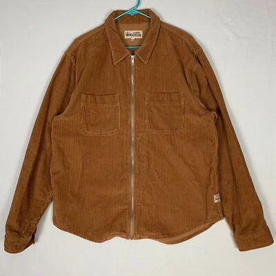 Stussy Workgear Men's Wide Wale Cord Full Zip Shirt Jacket Copper size Large - Изображение 1 из 4