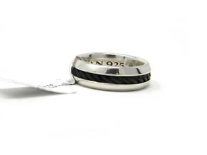 David Yurman 8mm Cable Classic Inset Ring Silver/Forged Carbon Size 10.25 NWT - Picture 1 of 5