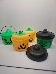 4 cubos vintage de Halloween de McDonald's calabaza bruja con 1 tapa extra - Imagen 1 de 15
