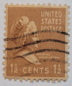 Timbre-poste des États-Unis ~ Martha Washington ~ Timbre 11/2 ¢ ~ Posté ~ M65 - Photo 1/6