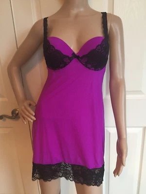 Gently Worn Victoria’s Secret Purple and Black Babydoll Slip Lingerie Size 34C - Image 1 of 4