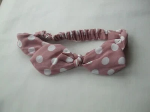 Ladies Polka Dots Kylie Bands With Bow Detail Dusky Pink With White Dots New - Picture 1 of 1
