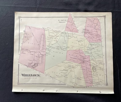 1875 Antique Map of Wheelock Vermont Color Map VT F.W. Beers | eBay