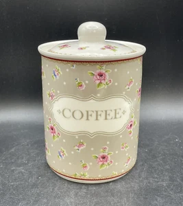 Canister Grace's Teaware Finecasa Ceramic Coffee  With Lid Pink Floral Design - Picture 1 of 9