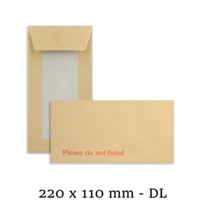 PLEASE DO NOT BEND HARD CARD BOARD BACKED ENVELOPES BROWN DL SIZE MAILER - Picture 1 of 1