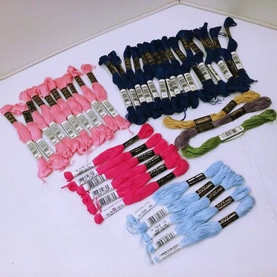 Bundle Lot of 40 Floss Skeins DMC J&P Coats Embroidery Stitchery Notions New NOS - Image 1 of 4