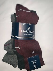NWT NAUTICA 3 pairs sock MEN size 10-13 fits shoe size 6-12.5 black, gray, burg.