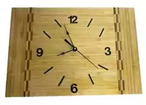 Tabla de cortar reloj de pared con incrustaciones de madera 12" X 8" pulgadas hecho a mano FUNCIONA muy bien - Imagen 1 de 9