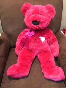 TY LOVE YOU BEAR 25” PLUSH SUPER SOFT HOT PINK SUPER CUTE WOW!! - Picture 1 of 3