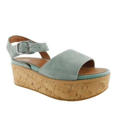 FITFLOP 8 码 ELOISE 蓝色软木厚底波西米亚凉鞋 — 第 1/4 张图片