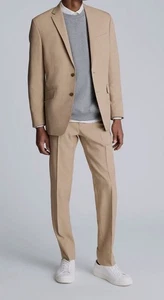 Kenneth Cole Men's Beige Slim-Fit Pants 2 pc Jacket Pants Suit Size 36S 29W 30L - Picture 1 of 2