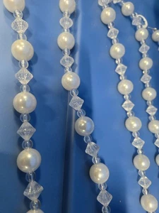 Guirnalda De Colección Perla Blanca Diamante Esmerilado y Cuentas Transparentes, 100" de Largo**73-2 - Imagen 1 de 5