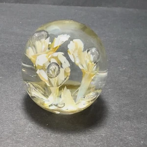 Vintage St Clair braun & weiß gestreift Calla Lilie Briefbeschwerer Strg Blasen - Bild 1 von 8