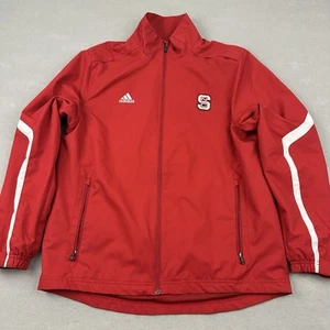 NC State Wolfpack Jacket Men Medium Red Adidas Full Zip Windbreaker Swimming M * - Picture 1 of 11