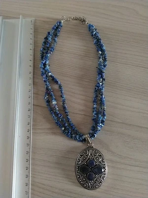 collana lunga da donna lapislazzulo blu Con Pendente Argento  - Immagine 1 di 4