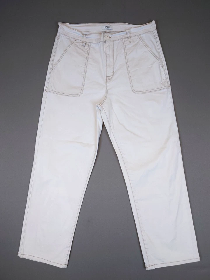 Pantalones de mezclilla Kensie The Allie tiro alto ajustados cortos rectos 33x25 blanco crema 12/31 Foto 1 de 4