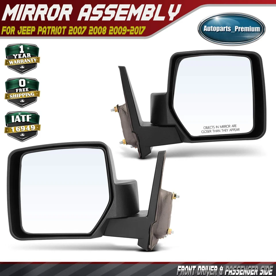 Espejo retrovisor manual negro conductor y pasajero para Jeep Patriot 2007 2008 2009 2010-2017 Foto 1 de 4