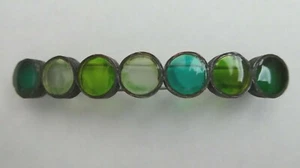 Bottega Veneta silver lacquered hairpin, 7 round transparent green glass beads - Picture 1 of 10