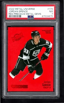 JORDAN SPENCE 2022-23 Metal Universe ROOKIE #/100 RED PRECIOUS GEMS PSA 7 RC - Image 1 of 2