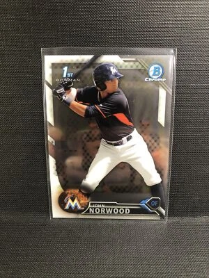 John Norwood 1st Rookie 2016 Bowman Chrome card BCP27 Marlins Prospect RC - A2J - Image 1 of 2