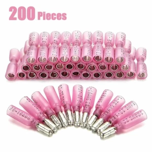 200Pcs Red Heat Shrink Female&Male Bullet Wire Connector Crimp Terminal 22-18AWG - Picture 1 of 6