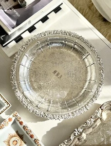 Grande ciotola bassa decorata vintage Ellis Barker Menorah Hallmark placcato argento - Foto 1 di 8